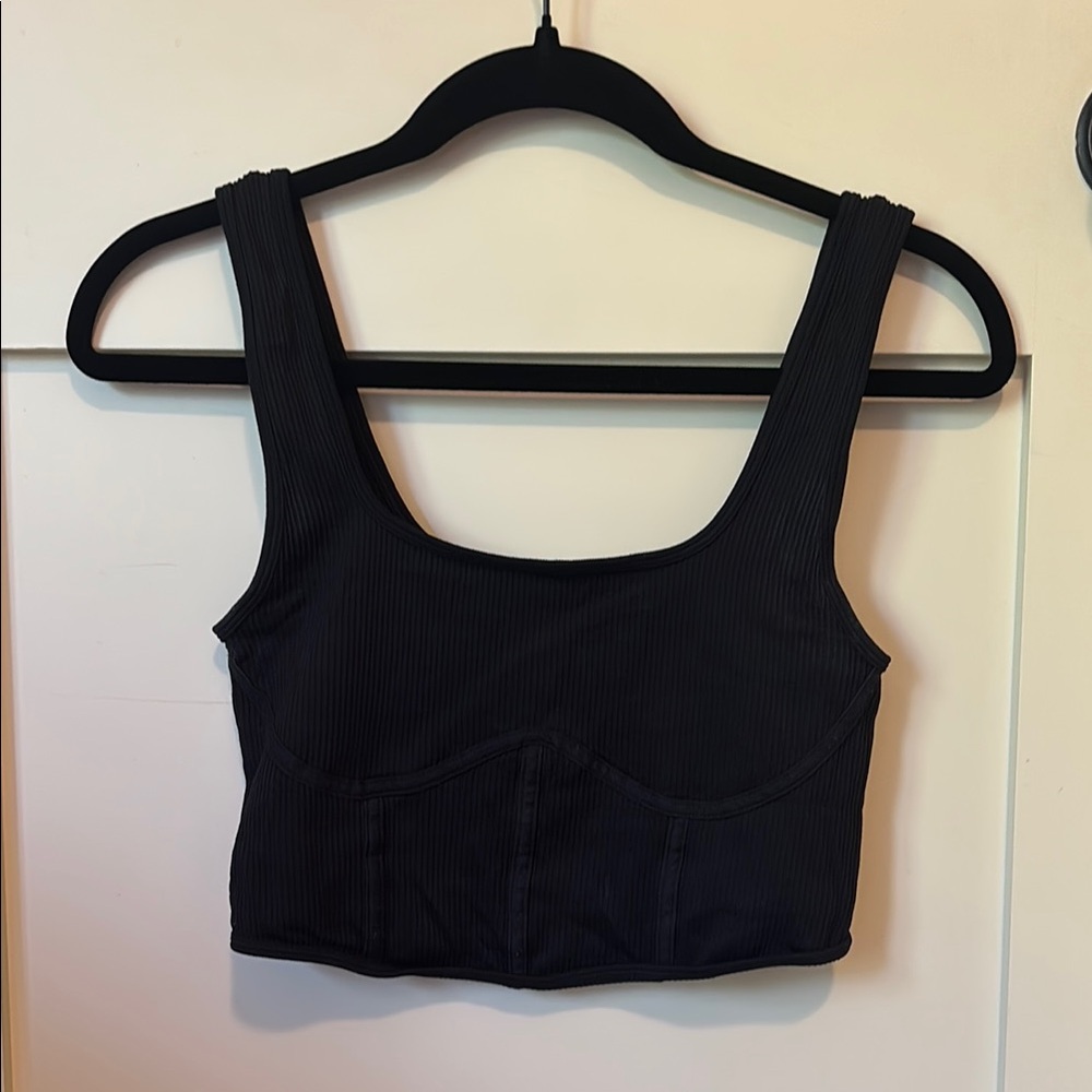 Black Ribbed Women's Crop Top